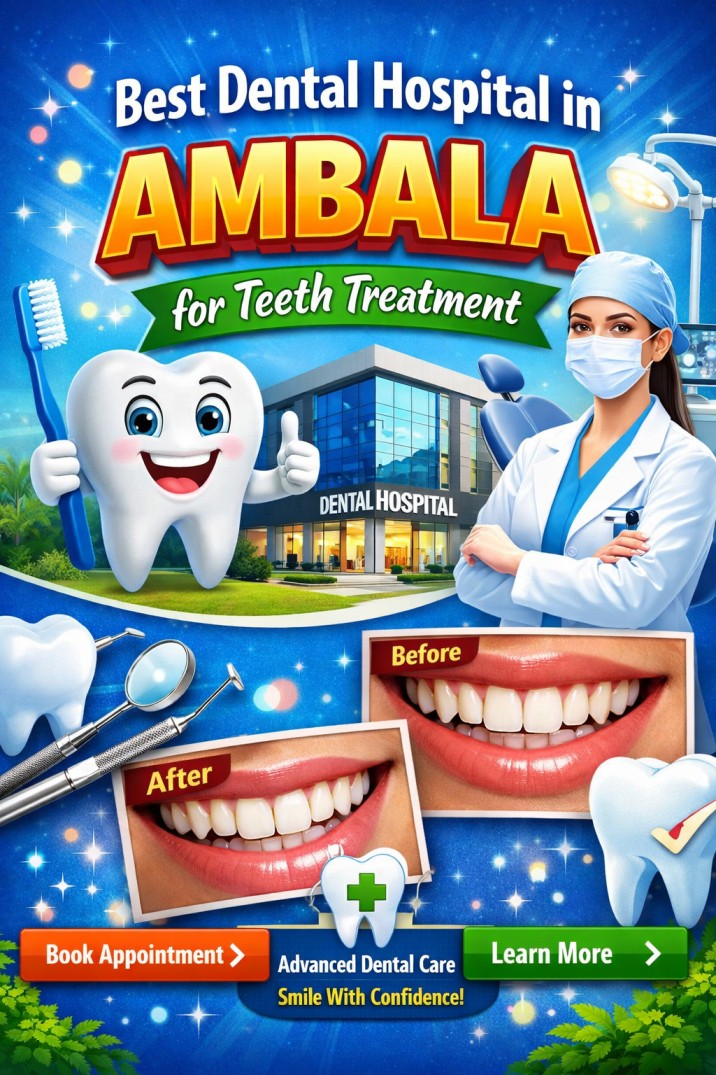 Best dental hospital in Ambala for teeth treatment with expert dentists, advanced dental care, and modern clinic facilities