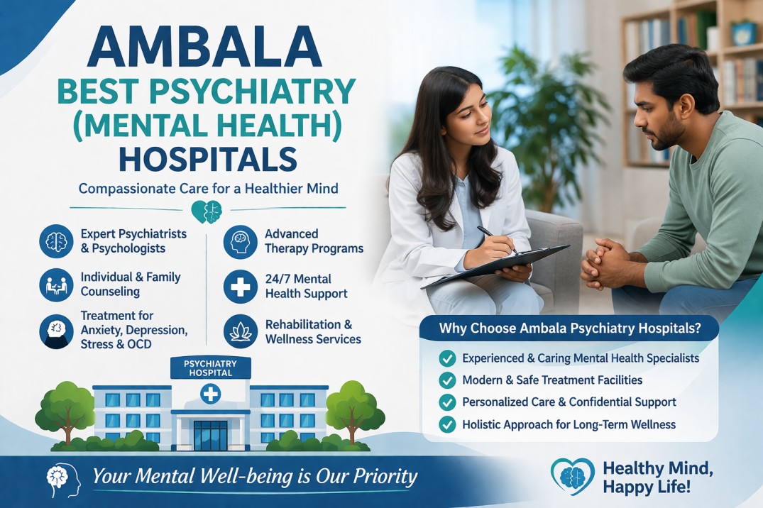 Best psychiatry hospitals in Ambala offering mental health care, expert psychiatrists, and advanced therapy treatments