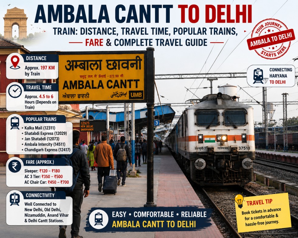 Ambala Cantt to Delhi Train: Distance, Travel Time, Popular Trains, Fare & Complete Travel Guide