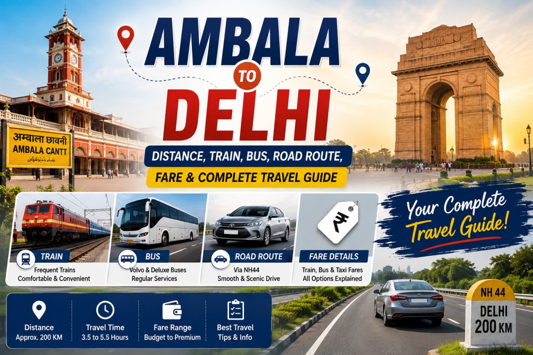 Ambala to Delhi: Distance, Train, Bus, Road Route, Fare & Complete Travel Guide